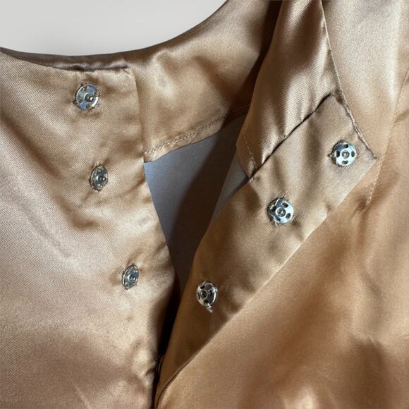 Vintage 1930s Satin Top Sleeveless Handmade Satin Heavy Pink Peach Small - Picture 4 of 4